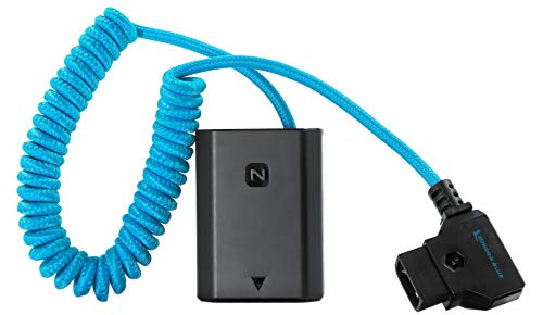 Kondor Blue D-Tap to NP-FZ100 Coiled Dummy Battery Cable for Sony a7S III/a7 IV, Blue