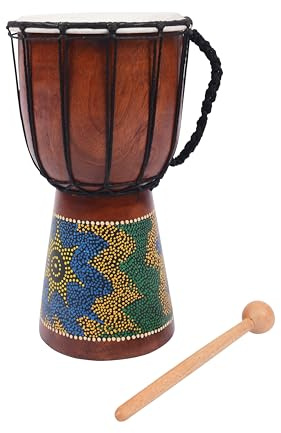 30cm Childrens' Painted African Djembe Drum Handmade with Mahogany - 6.5 diameter, includes free drum stick
