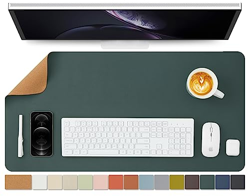 Kork Schreibtischunterlage - Doppelseitige Schreibtischauflage für Büro und Zuhause - Als große Mausunterlage und Schreibtischmatten auf Schreibtischen（Dunkelgrün、80cmx40cm）