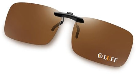 LUFF Polarized Clip on Sunglasses Over Prescription Glasses for Men Women Driving/Fishing Anti Glare|100% UV400 Protection Brown 58 * 37mm