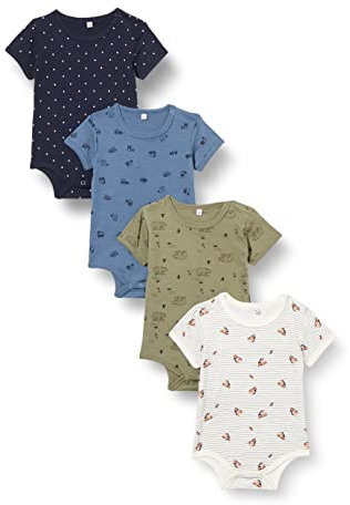 PIPPI Unisex Baby Body SS AO-printed (4-pack) Formender Body, Khaki, 86