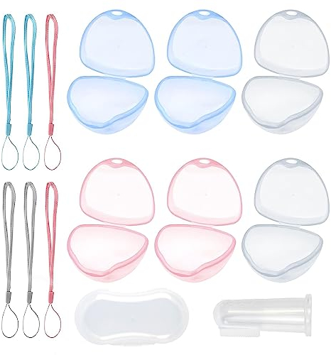 MUYAPAY Schnullerbox für Baby,Schnullerbox Tragbar,Schnullerbox, 6 Transparent Schnullerbox Schnullerhalter Etui Schnuller Box BPA-Free Nipple Shield Etui für Säugling, Baby, Reisen, Zuhause