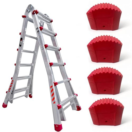 BTF | Juego de 4 Conteras o Pies de Goma para Escaleras Articuladas Telescópicas | Pies de Goma de Escaleras Articuladas Telscópicas BTF, Perfil de Montante 75x30mm.