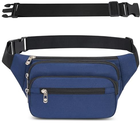 Sac Banane Taille Homme Femme Ville Sacs Banane Unisexe avec Ceinture allongée de 60 cm et Poches à 4 Fermetures à glissière Ceinture réglable pour la randonnée d'entraînement en Plein air