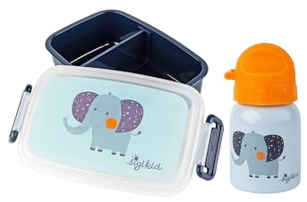 SIGIKID Kindergarten-Set Trinkflasche & Brotdose Blau Elefant,Onesize