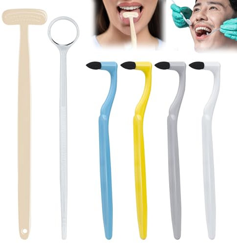 6 Stück Zahnpflege Set, Zahnsteinentferner Zungenschaber Mundspiegel, Zahnradierer, zahnbelag entferner, zahnstein selbst entfernen, Professionelles Zahnpflege Kit für Zuhause (6)