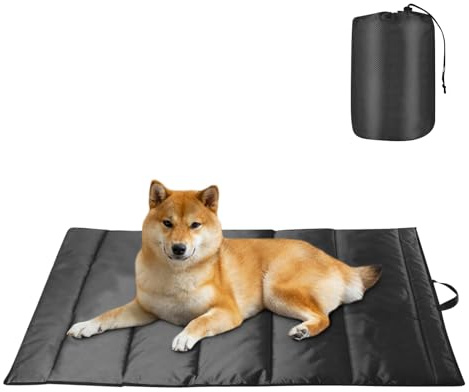 WANDGU Coperta per Cani 120 x 70 cm, Lavabile e Pieghevole per Animali da Compagnia all'Aperto, Ideale per Viaggi, per Razze Medie e Grandi, Nero