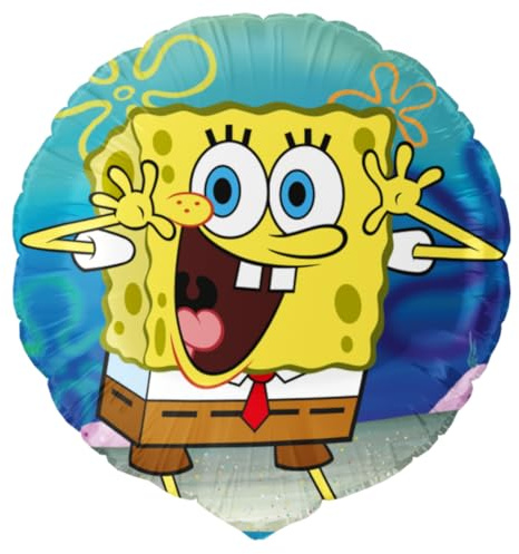 BeenSmile, Globos de Cumpleaños Bob Esponja, Decoración de Cumpleaños, Globo de Helio o Aire Especial para Decorar Fiestas, Material muy Resistente, 46 Cm, 1 Unidad