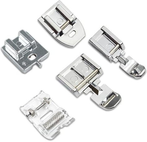 5er Set Nähfüße inkl. Reißverschlussfüße aus Edelstahl universell kompatibel mit Haushaltsnähmaschinen wie Brother Singer Janome für präzises Nähen
