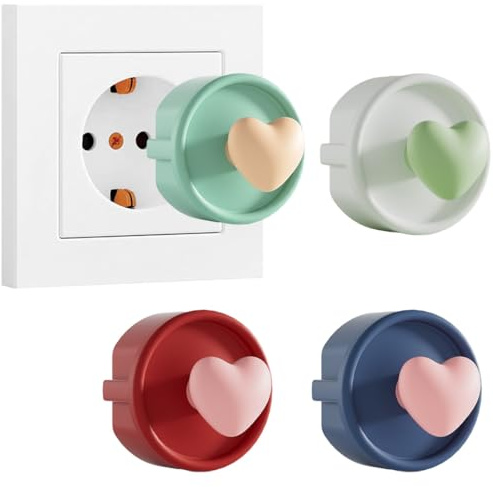 THQAE 4 Pcs protector enchufes para bebes, tapa enchufes para bebes, Enchufes Tipo F, Tapa Decorativa de Silicona, Cubierta Protectora Contra el Polvo, Cubierta Decorativa Protectores