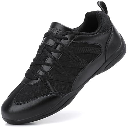 FLIOZY Scarpe da cheerleading per ragazze e donne, leggere, traspiranti, con lacci, antiscivolo, per competizione, allenamento, danza, ginnastica e tumbling, Nero , 37 EU