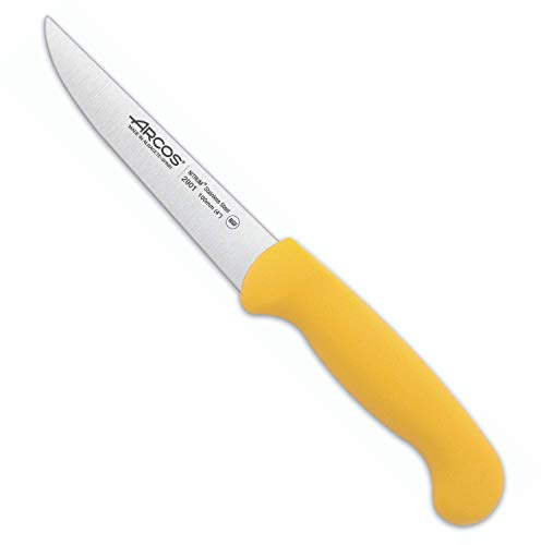 Arcos Serie 2900 - Coltello Vegetale Coltello Verdura - Lama Acciaio Inossidabile Nitrum 100 mm - Manico Polipropilene Colore Giallo