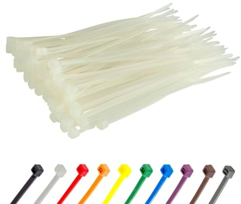 Gocableties Small White Cable Ties, 100mm x 2.5mm, Pack of 100, 4” Premium Nylon Zip Ties Clear/Natural, Plastic Tie Wraps, Secure Self-Locking Mechanism, for Home, Garden, Office and DIY