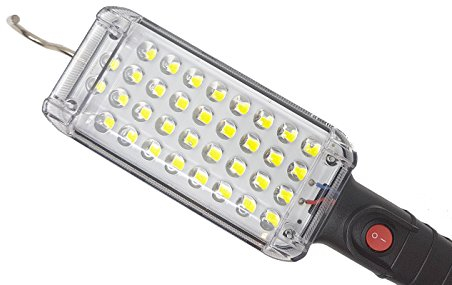 AntDau71 - Torcia da lavoro 34 led per auto lampada officina meccanico ricaricabile con gancio e calamita magnete per emergenza e riparazioni E60
