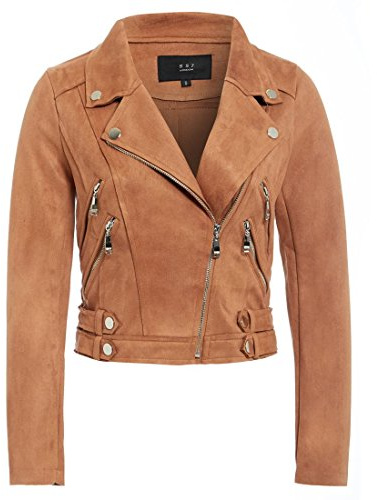 SS7 Veste de motard en simili daim pour femme Tailles 8 10 12 14 Noir Gris Neuve, peau, 40