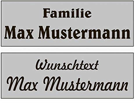 Aluminium Türschild mit Wunschtext Schild Namensschild Klingelschild Pokalschilder Briefkastenschild selbstklebend | silber (100x50mm)