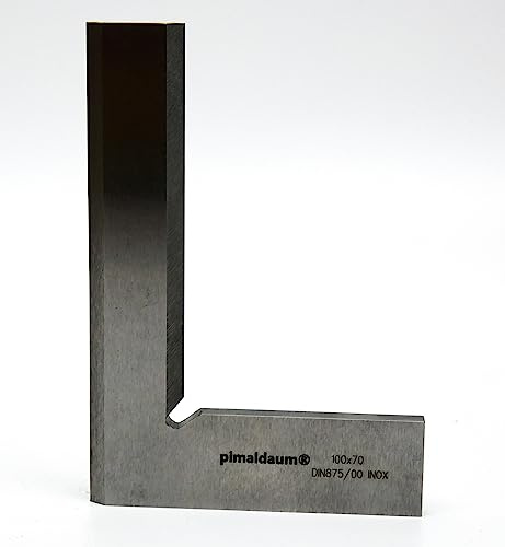 PIMALDAUM® Anslagsvinkel 90° platt vinkel med 90°-fas, lår 100 x 70 mm för provnings-, rätnings- och ritsarbeten inom maskinteknik, inom metallbearbetning, snickeri, prof. hantlangare