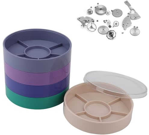 Hapivida Scatola Portaoggetti per Parti di Orologi, Contenitore Parti Orologio a 5 Strati Strumento di Riparazione per Orologi Colorato per Parti Hardware Movimento dei Componenti Vite(Round)