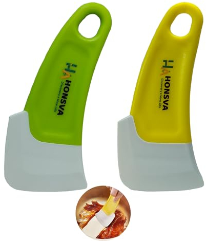 Honsva Lot de 2 racloirs en silicone pour le nettoyage de la cuisine, petit grattoir à vaisselle avec trou pour poêles, casseroles, grattoir en plastique antiadhésif, grattoir alimentaire,
