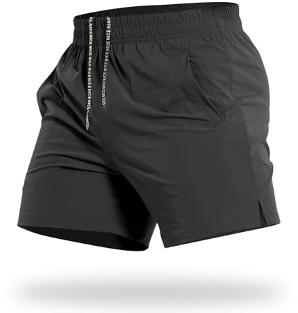 CANGHPGIN Mens Workout Shorts 5 inch Inseam Gym Shorts Men Quick Dry Running Shorts Athletic Black