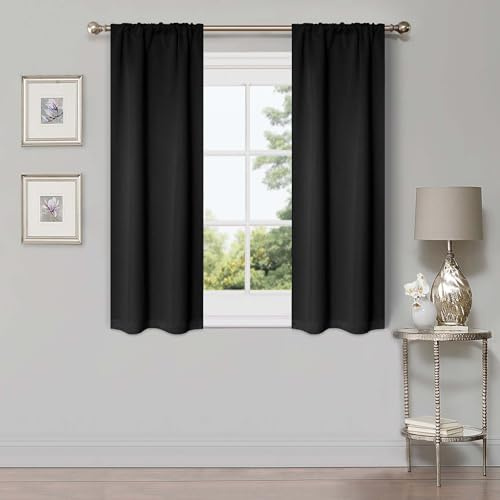 Superior Lot de 2 Rideaux occultants Thermiques pour Chambre à Coucher et Salon avec Passe-Tringle, 66 x 160 cm, Noir