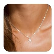 RLMOON Silver Gold Initial Necklaces for Women Dainty Letter A Necklace 14K Gold Plated Tiny Initial Pendant Name Necklaces Personalized Women Gift (Initial A, Silver)