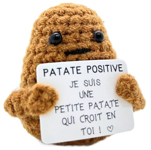 Patate Positive © | Cadeau Original & Amusant | Decoration Maison | Idee Drole | Anniversaire Fete | Fille Garcon Femme Homme Frere Sœur Ami Enfant Ado | Surprise Collegue Bureau | Peluche Motivation