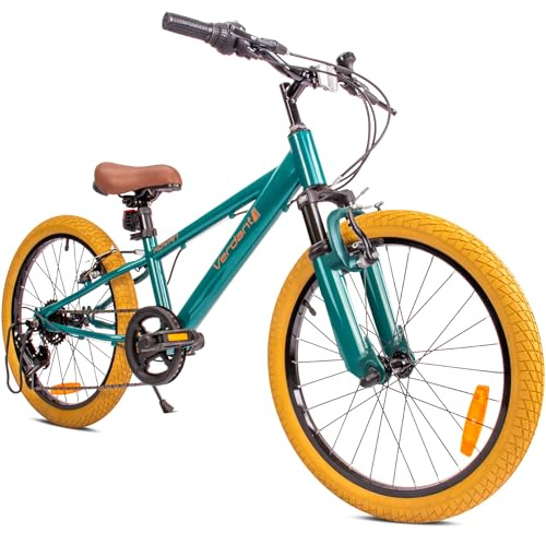 Verdant Bike Bicicleta Infantil 20 Pulgadas tamaño de Rueda a Elegir 6 velocidades Shimano Bicicleta para niños de 6 a 10 años Altura Ajustable (Verde con Amortiguador)