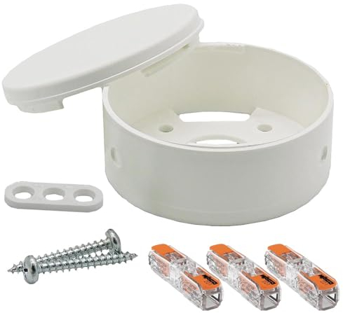 Profi-Set Verteilerdose Weiß inkl. 3x Durchgangsklemme 221-2411 u. Befestigungszubehör ø 70x32mm Aufputzdose Anschlussdose Baldachin Deckendose