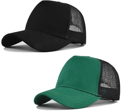 HAPEE Baseball-Kappen für Herren, 2/3er-Pack, Trucker, Klassische Snapback-Kappe (DE/NL/SE/PL, Alphanumerisch, Einheitsgröße, B-2P03-Black Green)