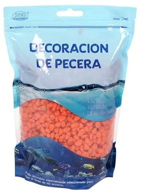 SMELL & SMILE Grava Acuario Piedra Natural Decorativa para Acuarios de Agua Dulce y Marina Sustrato Natural para Decoración de Fondo 1KG (Naranja, 4-6mm)