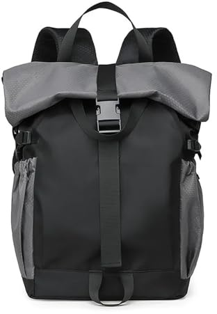 CNYUON Sac à Dos à Toit Roulé Sac à dos tendance avec double bandoulière et enrouleur for voyage, décontracté, fitness, sport, rangement de chaussures, bagages Pour Le Rangement(Drak Gray)