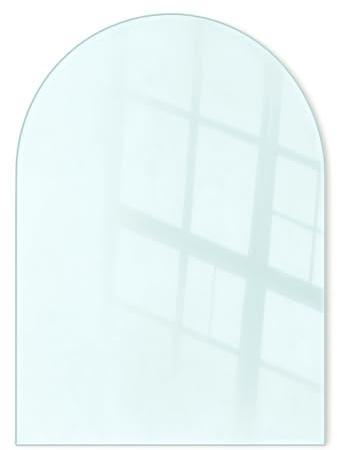Bodenplatte Transparent Glasplatte für Kamin Funkenschutzplatte aus Glas 80x70 cm - Oval Abgeschnitte für Kaminöfen Glasplatte für Öfen Vorlegeplatte Hartglas