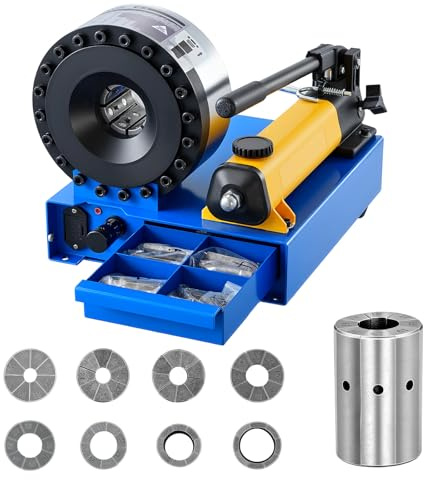VEVOR High Pressure Hydraulic Hose Crimper, Manual Hose Crimping Tool with 8 Dies & 0.24-1.1 Crimping Range, Suitable for Low & High-Pressure Oil Pipes, Gas/Water/Auto AC Hoses & Cable Joints