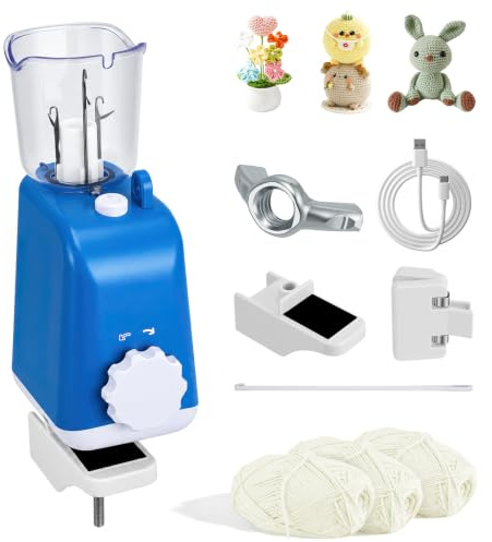 Normodic French Knitting Machine, Electric i Cord Knitter Machine with 3 x Yarn(Random Colors), Automatic Manual Maker with Powerful 3-Speed Adjustable for DIY Crochet Machine for Adults&Kids