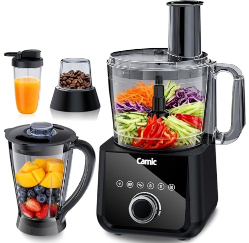 Camic Kompakte Küchenmaschine Food Processor 1500W Motor, 6 Funktionen, PowerChop, 3-in-1 Scheibe, Einfacher Zusammenbau, 2,5L Schüssel (Upgrade-Version)