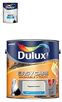 Dulux Matt Paint, 2.5 L (Pure Brilliant White) ) Easycare Washable and Tough Matt (Egyptian Cotton)