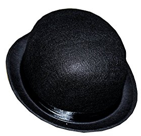 Melone Filzhut Karneval Partyhut Melonenhut Bowler Charleston schwarz runder Hut elegant oval mit Band