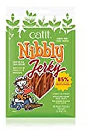 Catit Nibbly Jerky, Kaustreifen aus Hühnchen und Fisch für Katzen, 30g