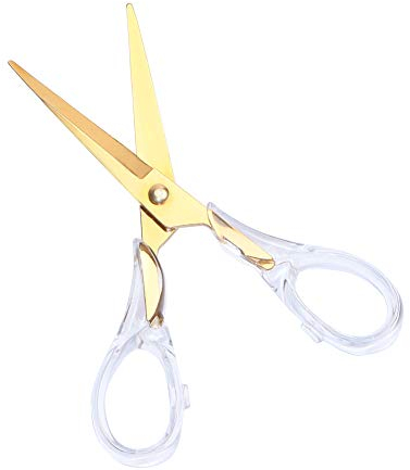 MultiBey Scissors Straight Acrylic Gold Stainless Steel Multipurpose Craft Scissors 6.5 Inches (Clear Gold)