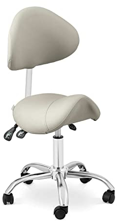 Physa Physa Mannheim Gray Sattelstuhl Grau, Silbern Lehne und Sitz höhenverstellbar Sattelhocker mit Lehne Rollhocker mit Lehne Rollhocker