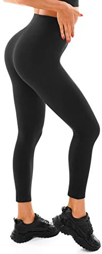 Walifrey Legging de sport pour femme, taille haute, noir, pour entraînement, gym, sport, 1 paquet noir., S-M
