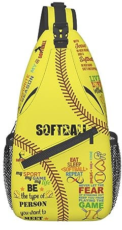 YOPIGOT Ryggsäck med basebollrem – axelremsväska för män och kvinnor, Softboll, One Size