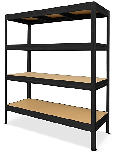 HEMMDAL Schwerlastregal Typ XL - HxBxT 177 x 180 x 60 cm - Schwarz - 2.000 kg Tragkraft - Steckregal mit 4 Böden - 500 kg Fachlast - Made in EU - stabiles Metallregal - Lagerregal - Werkstattregal