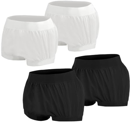 AQX Cloth Diaper Covers for Adult, Reusable Waterproof Underwear for Incontinence, Leakproof High Waist Plastic Pants 4Pcs (Black&White, L)