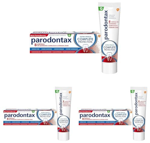 Parodontax Complete Protection Zahnpasta mit Fluorid, 1x75ml, hilft Zahnfleischbluten zu reduzieren und vorzubeugen (Packung mit 3)