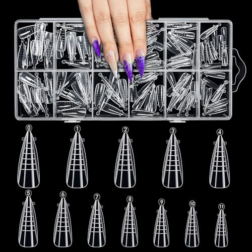 Kiiwah 120 Pezzi Dual Form, Riutilizzabile System Dual Nail Form con Linee di Scala Copertura Completa Nail Form Acrygel Trasparente Tip Unghie Ricostruzione per Nail Art Salon Nails Design