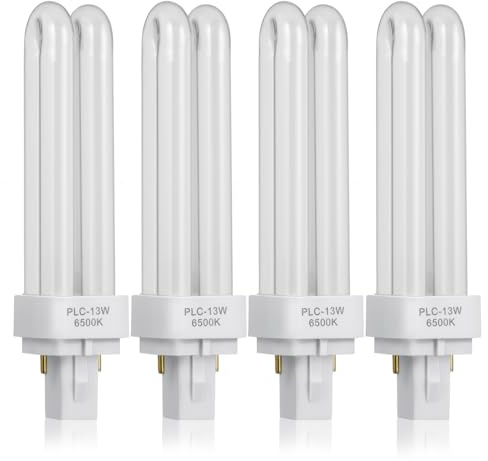 TOPBATHY Lot De 4 Ampoules Fluorescentes Compactes 2 Broches 2U 13W Tube Plug and Play Économie D’Énergie Lumière Blanche Pour Plafonniers Salle De Bain
