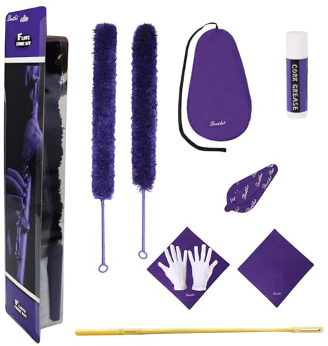 Kit de limpieza y cuidado de flautas: aceite clave + grasa de corcho + limpiador + paño de limpieza * 2 + cepillo de limpieza + varilla de limpieza – set de cuidado
