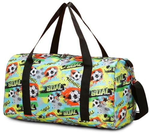 Suweir Sporttasche Kinder Reisetasche Jungen Mädchen mit Nassfach Schwimmtasche Weekender Duffle Bag Outdoor Fußballtasche Badetasche für Reisen, Fitness, Sport, Schule, Fútbol Verde, Bolsa de viaje